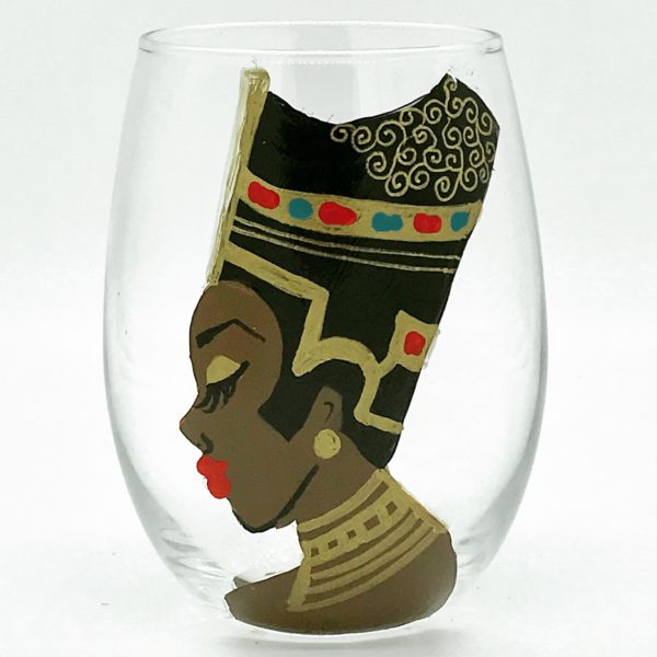 Queen Nefertiti stemless wine glass